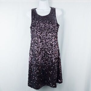 Sleeveless‎ Purple Sequin Mini Shift Dress Medium Swiftie Showgirl Party NYE